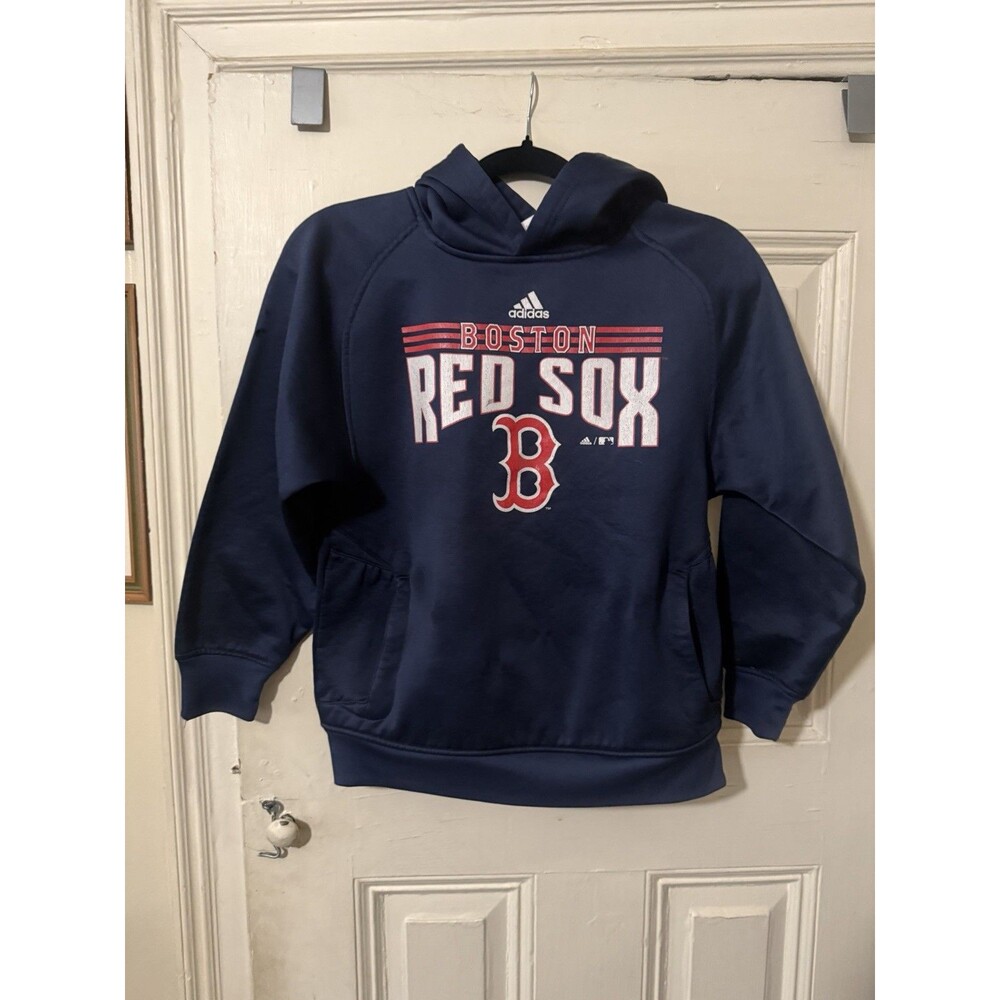 Adidas Boston Red Sox Youth Hoodie Sweatshirt Navy MLB Pullover Medium 10-12